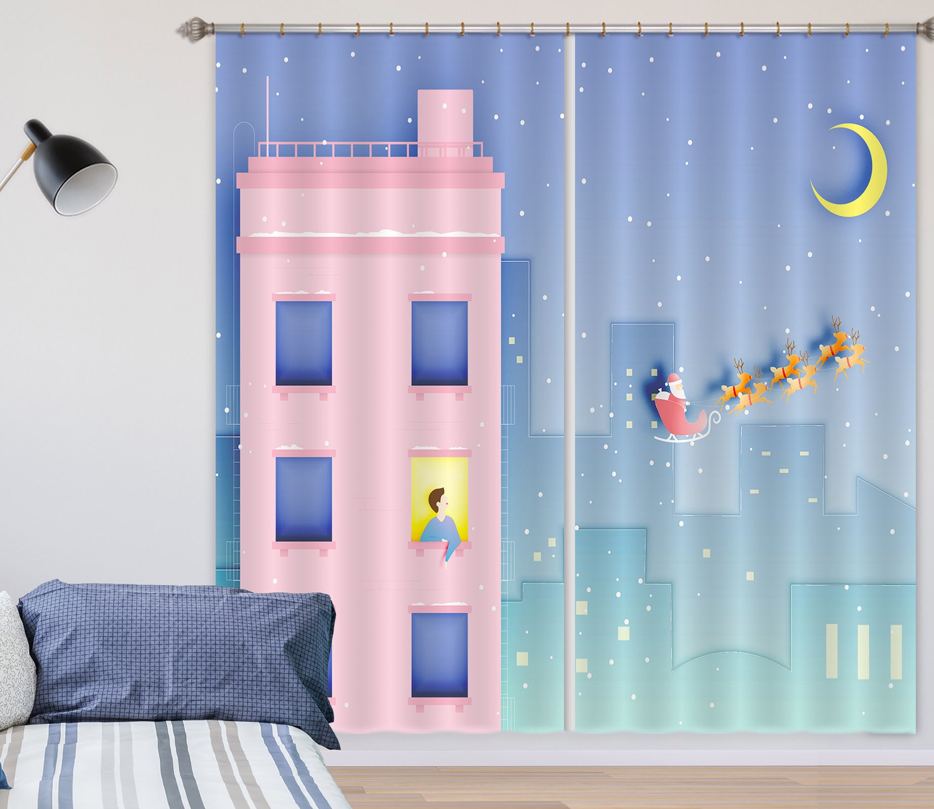 3D Pink House 793 Curtains Drapes