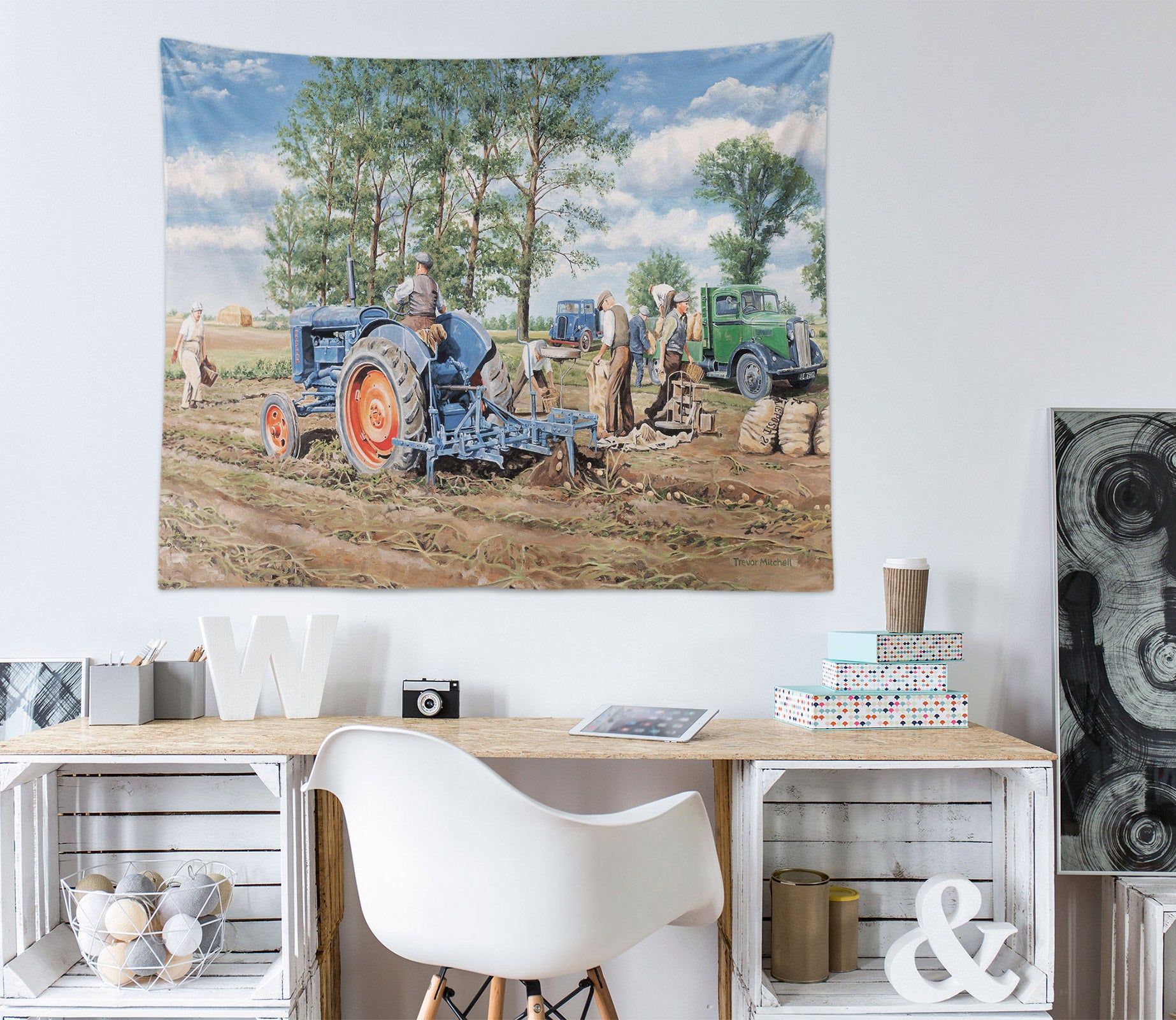 3D Hoe Machine 11266 Trevor Mitchell Tapestry Hanging Cloth Hang