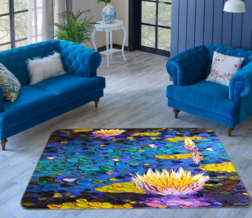 3D Lotus Light 1016 Dena Tollefson Rug Non Slip Rug Mat