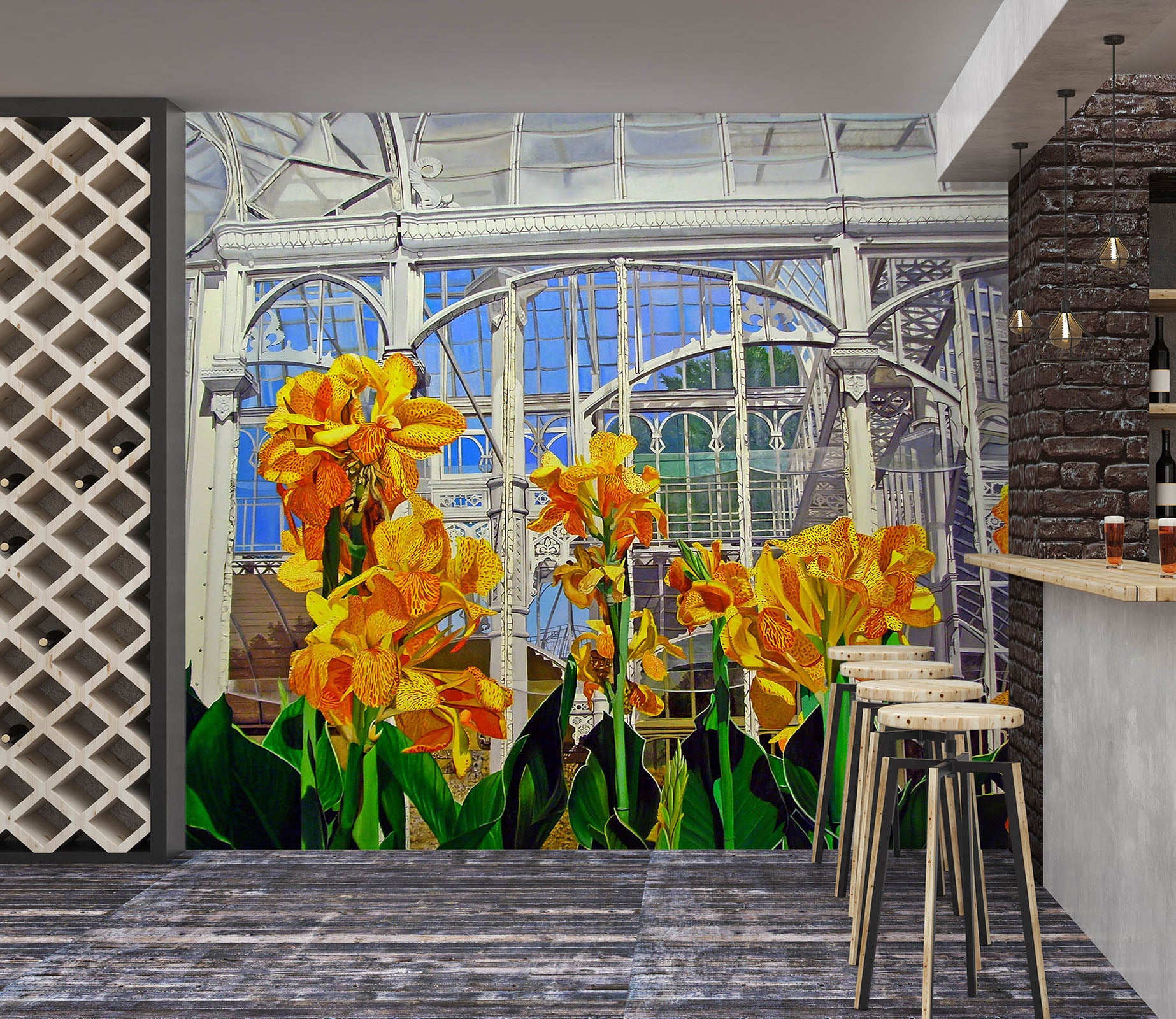 3D Yellow Flower Bush 11112 Matthew Holden Bates Wall Mural Wall Murals