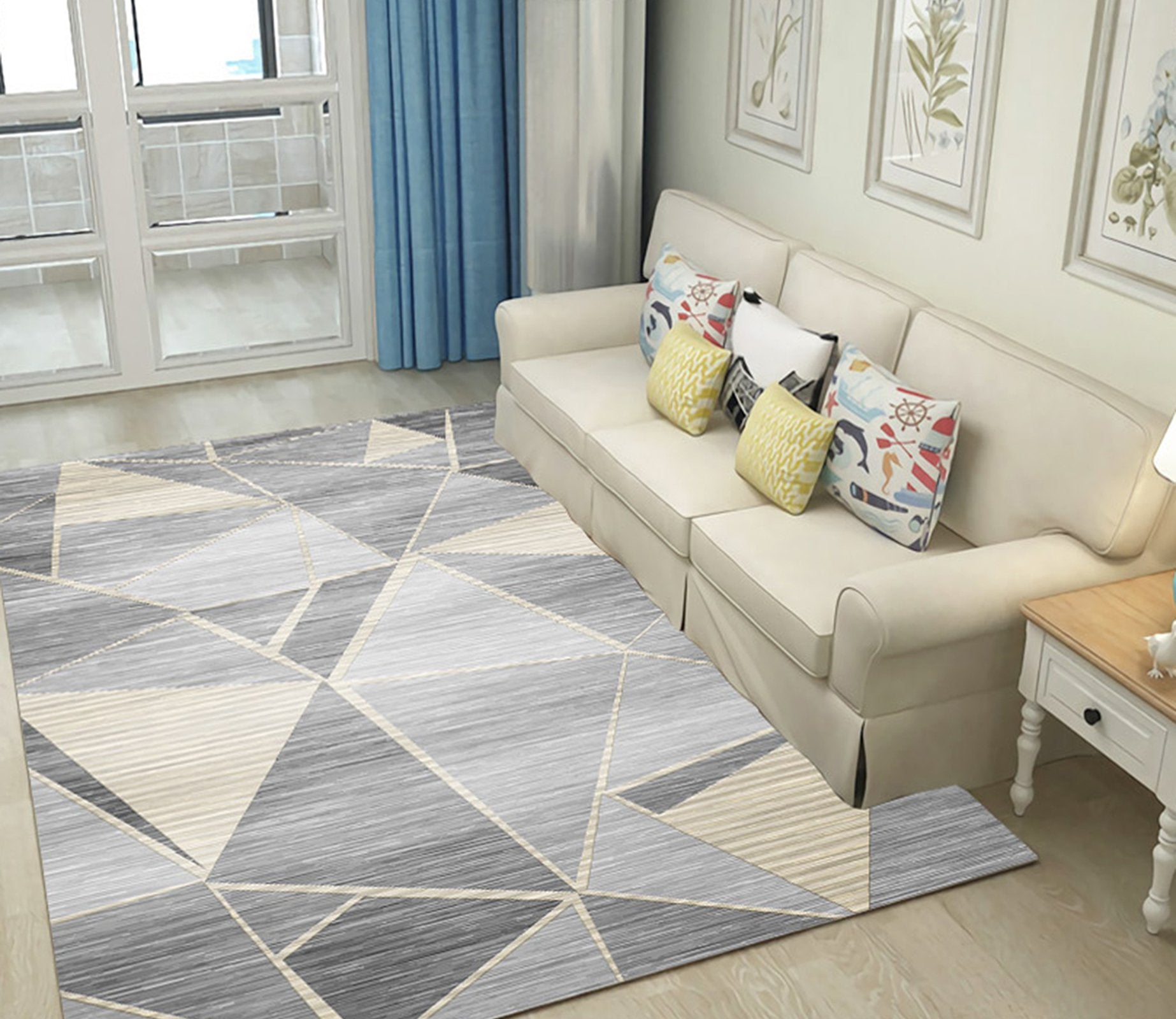 3D Color Geometry WG216 Non Slip Rug Mat Mat AJ Creativity Home 