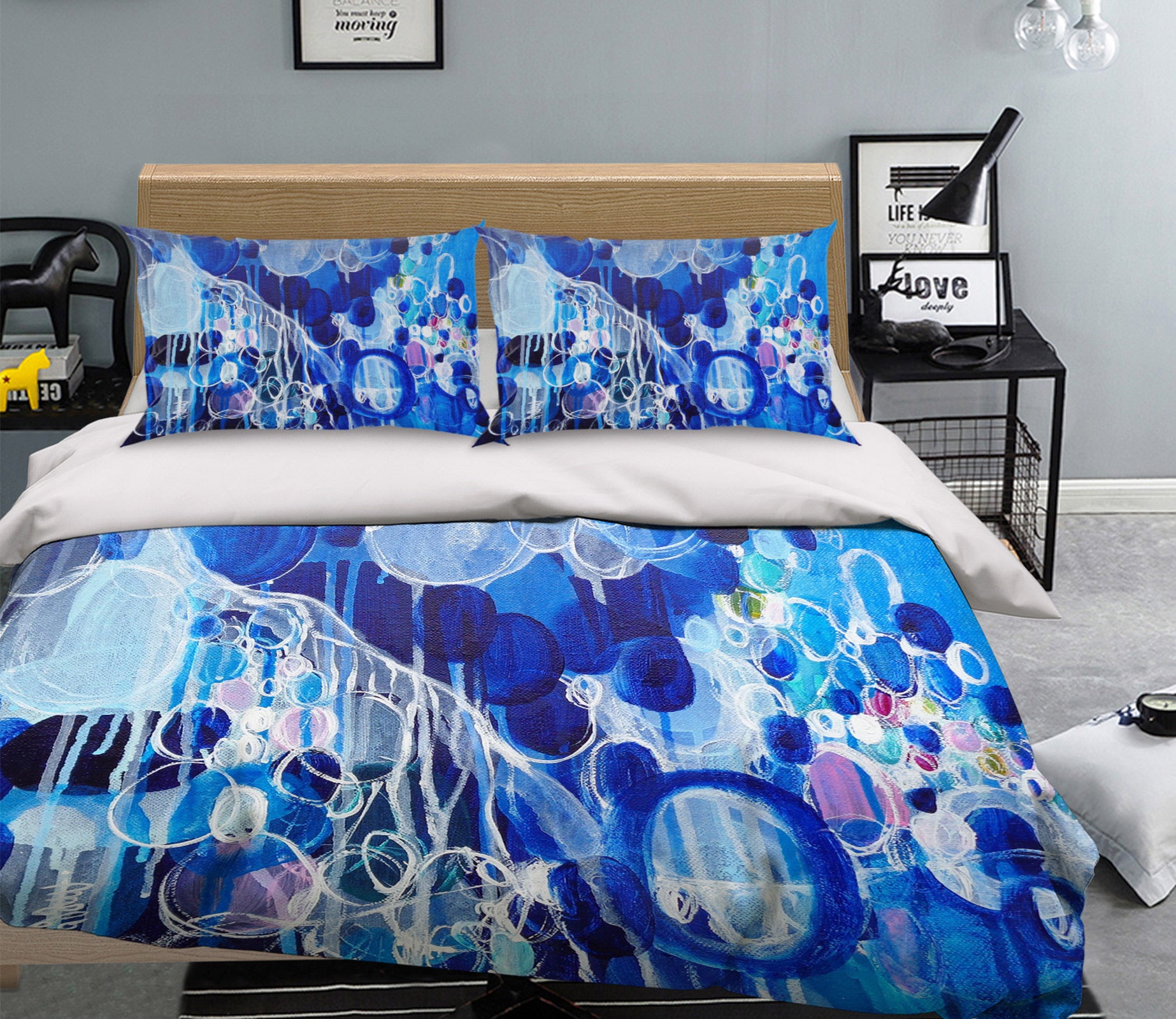 3D Blue Circle Bubble 1122 Misako Chida Bedding Bed Pillowcases Quilt