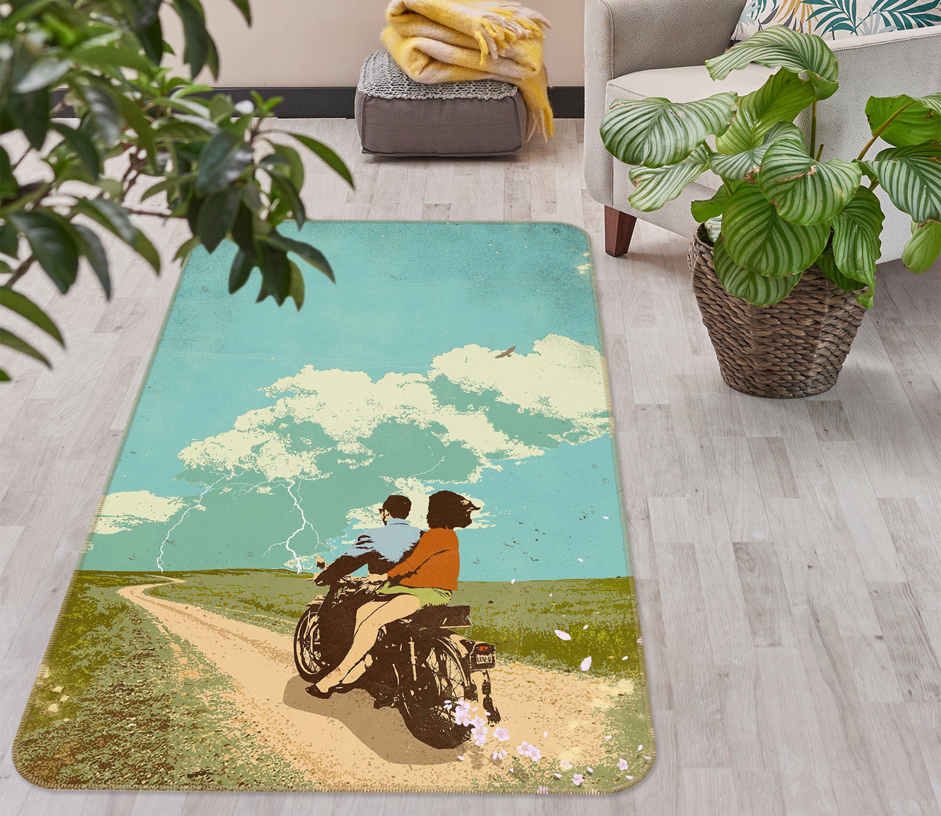 3D Motorcycle Travel 1015 Showdeer Rug Non Slip Rug Mat