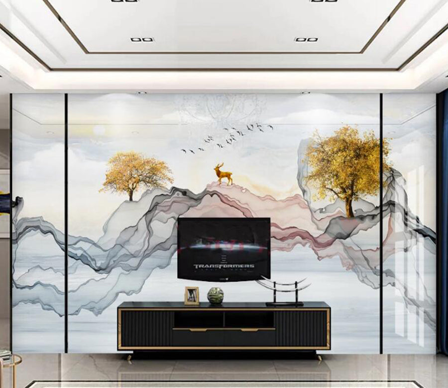 3D Alpine Deer 147 Wall Murals