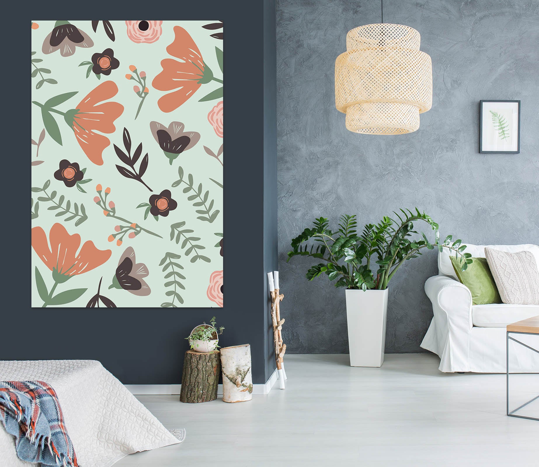3D Colored Flowers 009 Jillian Helvey Wall Sticker