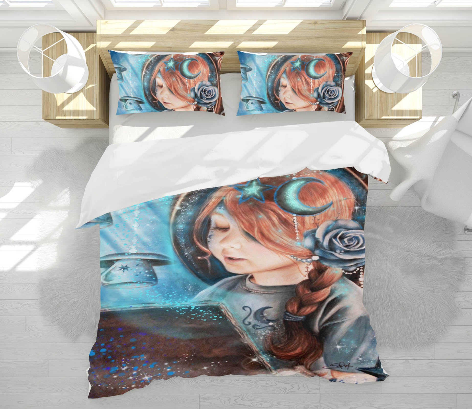 3D Moon Cup Girl 8600 Sheena Pike Bedding Bed Pillowcases Quilt Cover Duvet Cover
