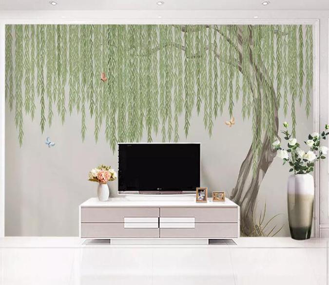 3D Willow Leaves 262 Wall Murals Wallpaper AJ Wallpaper 2 