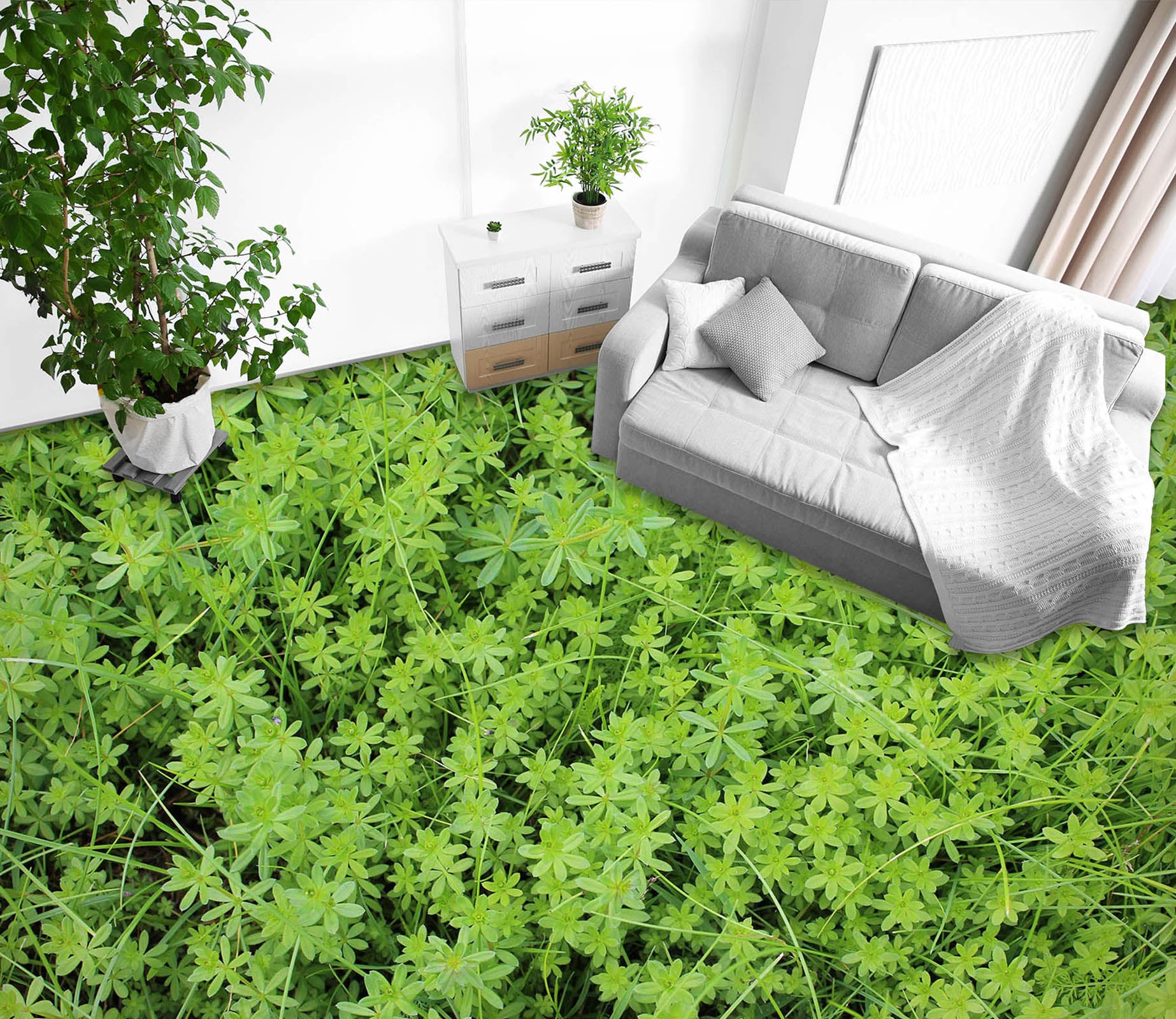 3D Cool Green Leaves 1512 Floor Mural  Wallpaper Murals Self-Adhesive Removable Print Epoxy