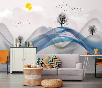 3D Blue Black Ribbon 701 Wall Murals