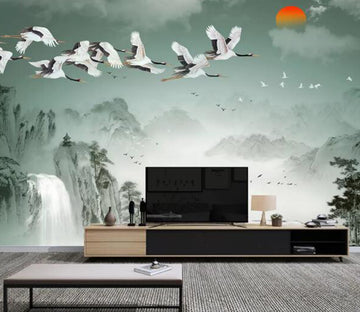 3D Flying Crane WC1426 Wall Murals