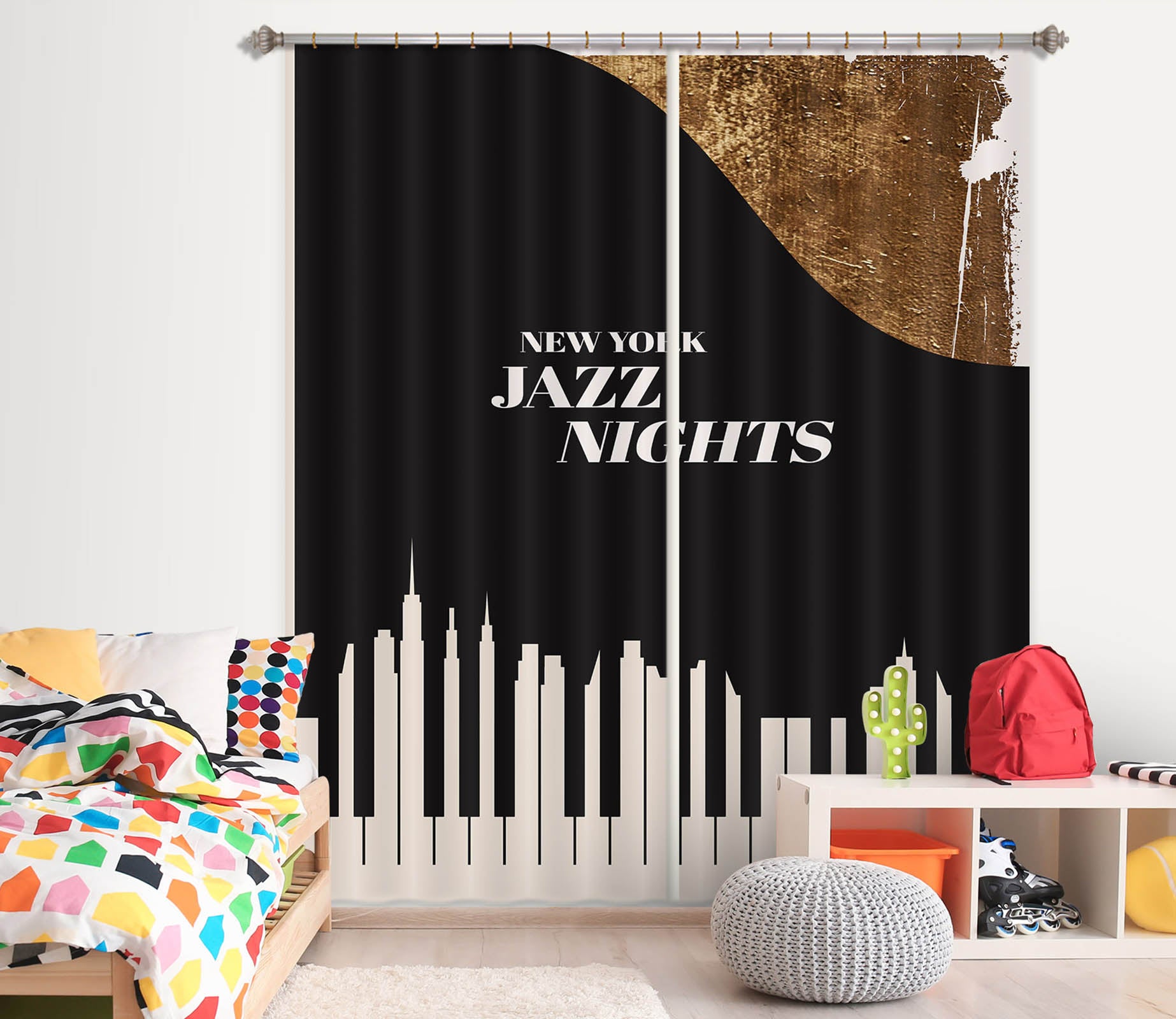 3D Piano Key Pattern 1066 Boris Draschoff Curtain Curtains Drapes