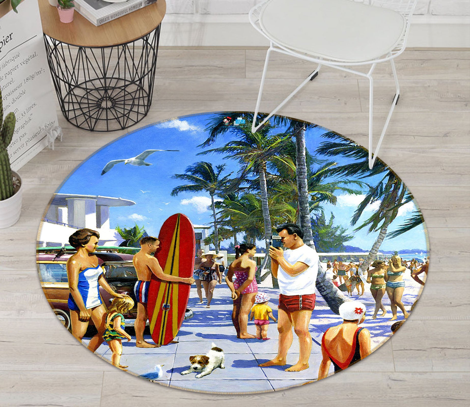 3D Seaside Photoshoot 062 Kevin Walsh Rug Round Non Slip Rug Mat