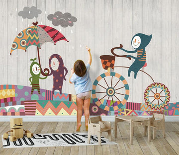 3D Fairy Umbrella And Bicycle 2401 Wall Murals