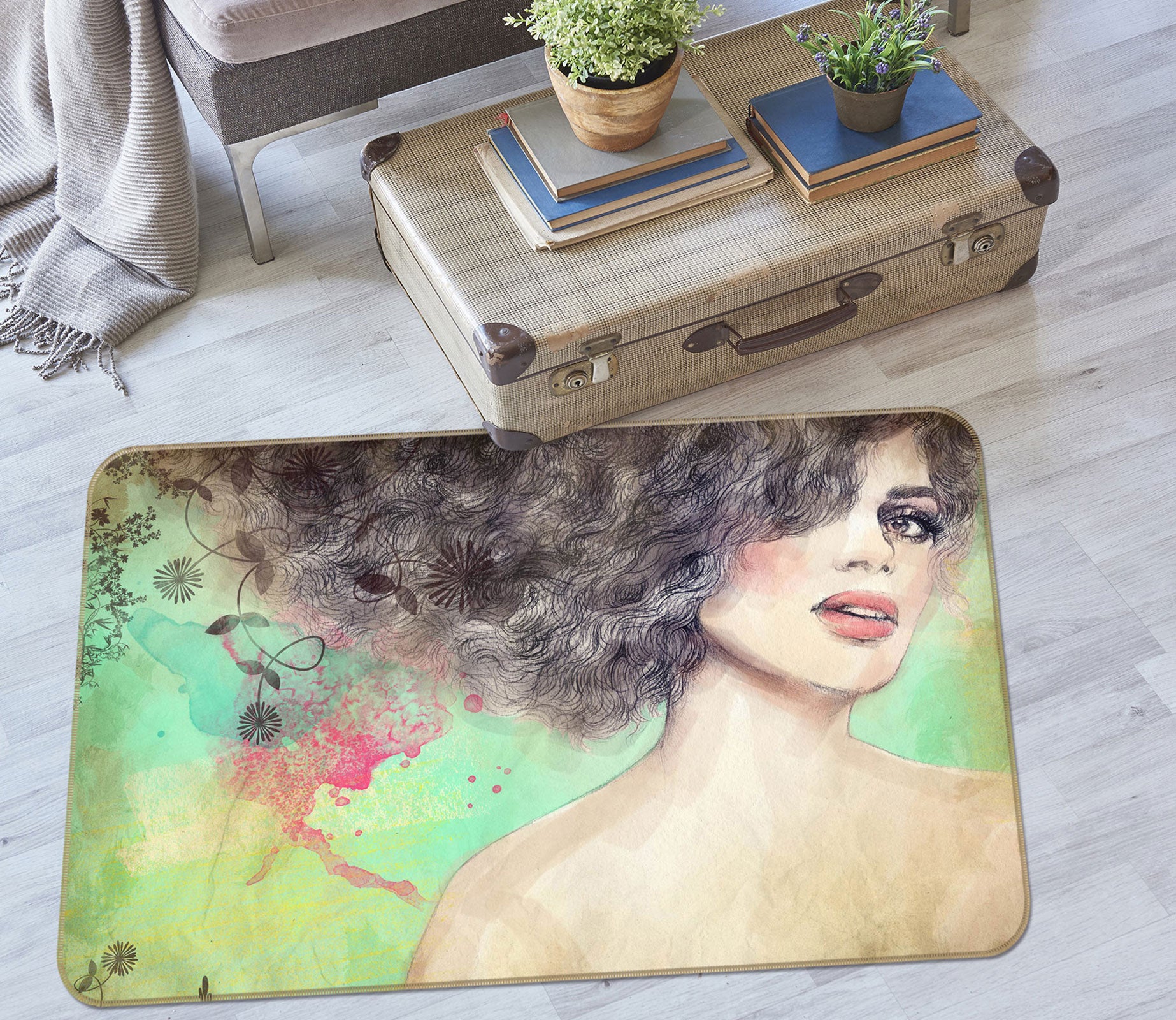 3D Model Girl 1001 Non Slip Rug Mat