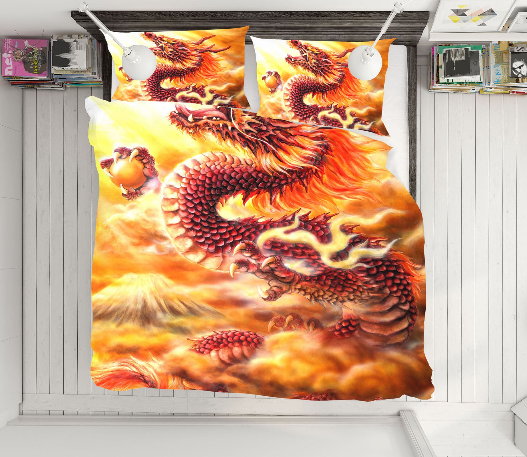 3D Red Dragon 5955 Kayomi Harai Bedding Bed Pillowcases Quilt Cover Duvet Cover
