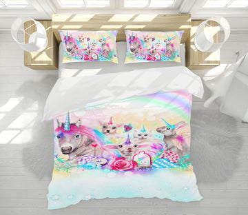 3D Rainbow Unicorn Bunny 8626 Sheena Pike Bedding Bed Pillowcases Quilt Cover Duvet Cover