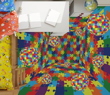 3D Colored Puzzle 015 Floor Mural  Wallpaper Murals Rug & Mat Print Epoxy waterproof bath floor
