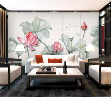 3D Lotus Pond 2141 Wall Murals