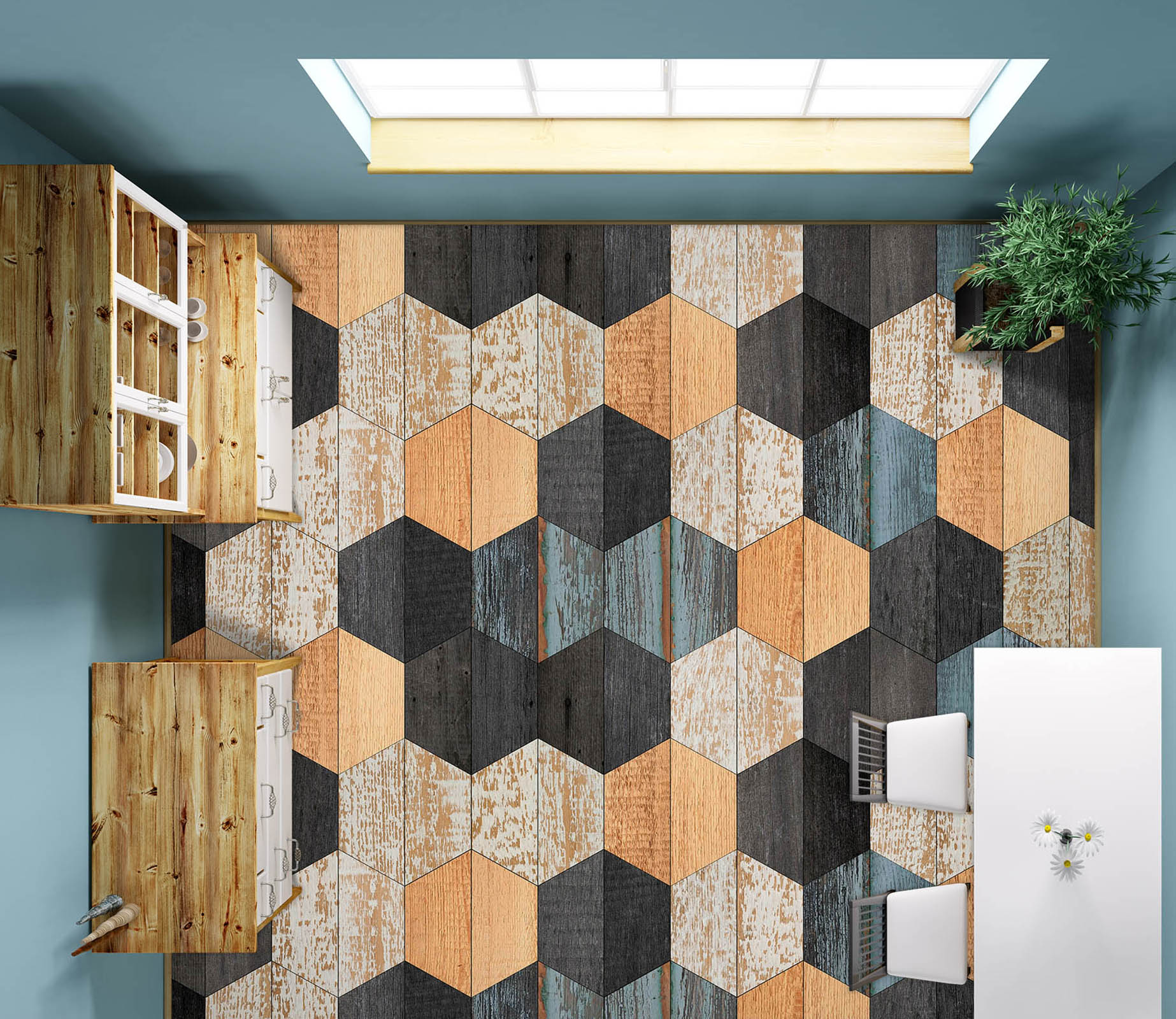 3D Hexagon Stitching 866 Floor Mural  Wallpaper Murals Rug & Mat Print Epoxy waterproof bath floor