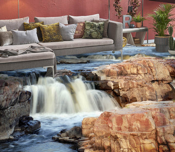 3D Yellowish Waterfall 507 Floor Mural  Wallpaper Murals Rug & Mat Print Epoxy waterproof bath floor