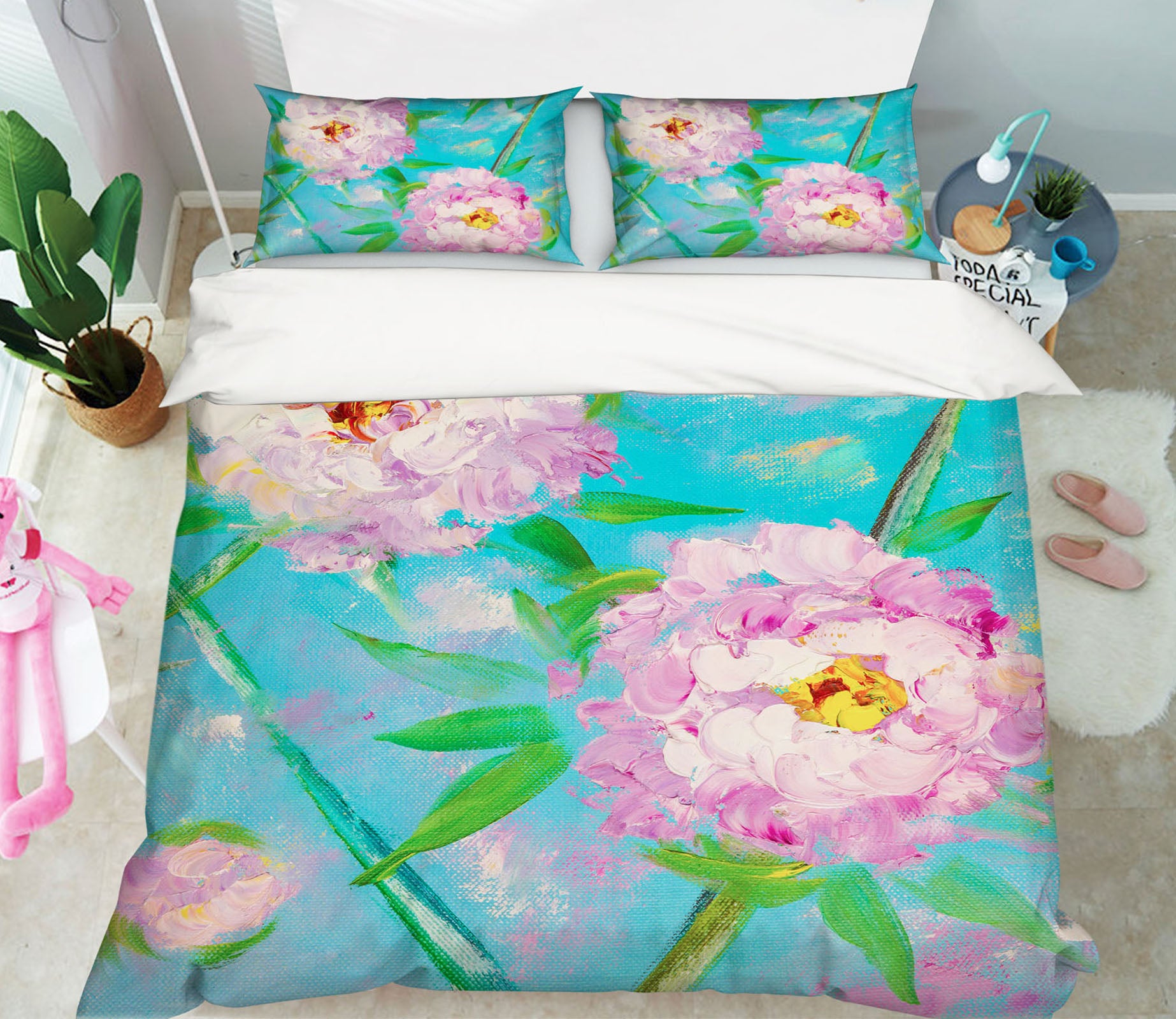 3D Pink Flower Leaves 546 Skromova Marina Bedding Bed Pillowcases Quilt