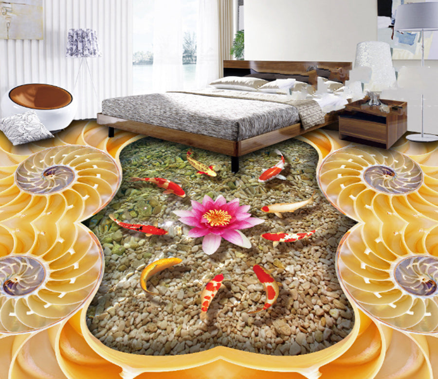 3D Koi Lotus 447 Floor Mural  Wallpaper Murals Rug & Mat Print Epoxy waterproof bath floor