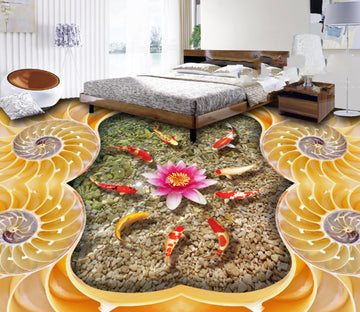 3D Koi Lotus 447 Floor Mural  Wallpaper Murals Rug & Mat Print Epoxy waterproof bath floor