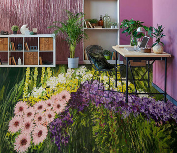 3D Pink Purple Flowers 9643 Allan P. Friedlander Floor Mural  Wallpaper Murals Self-Adhesive Removable Print Epoxy