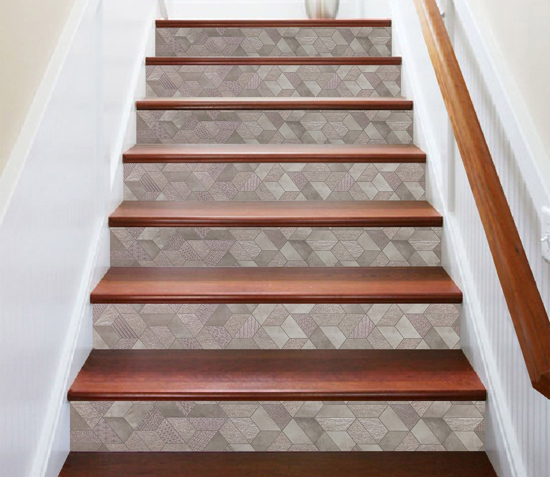 Mosaic Tile Riser 3D Trapezoidal Mosaic 4668 Marble Tile Texture Stair Risers | AJ Wallpaper