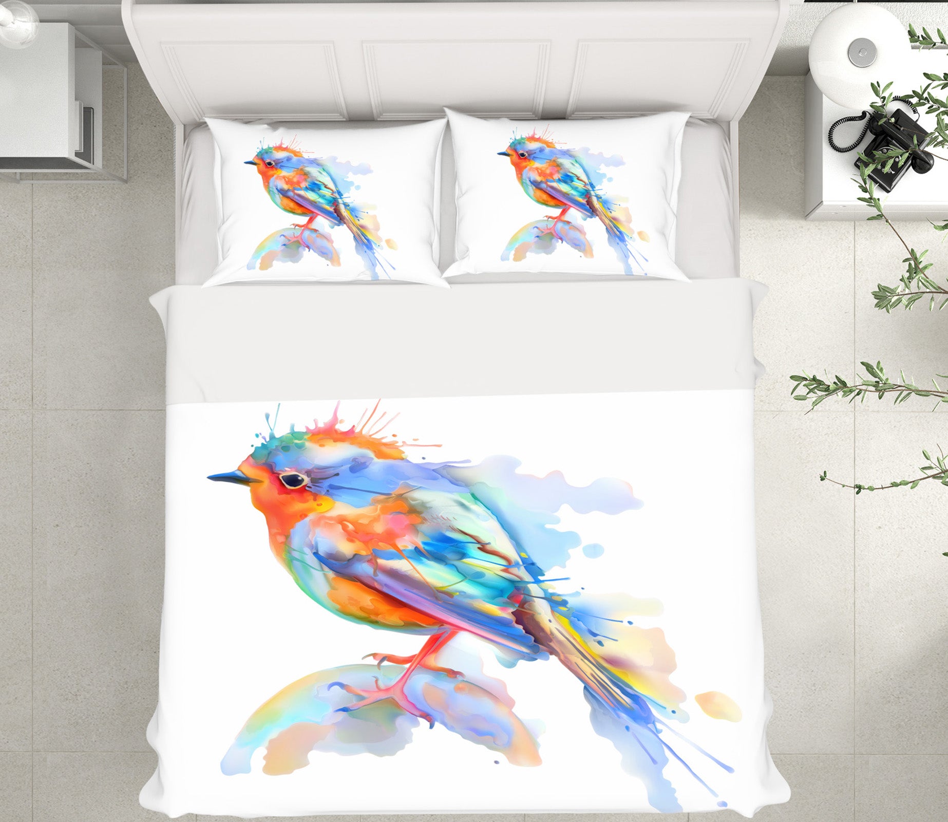 3D Colorful Watercolor Bird 63233 Bed Pillowcases Quilt