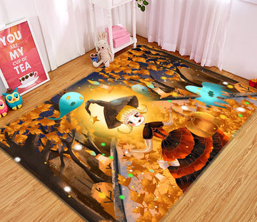 3D Witch Forest Pumpkin 211 Halloween Non Slip Rug Mat Mat AJ Creativity Home 