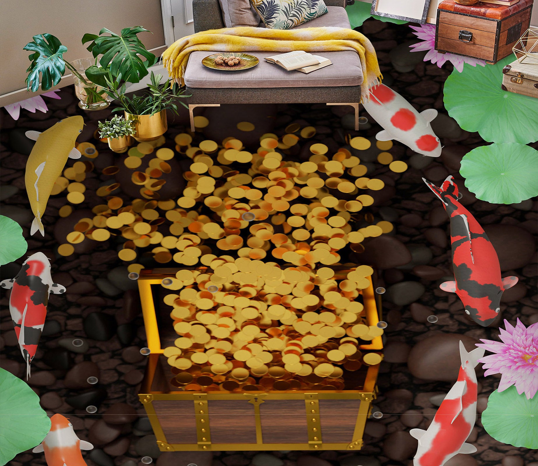3D Pond Treasure 293 Floor Mural  Wallpaper Murals Rug & Mat Print Epoxy waterproof bath floor