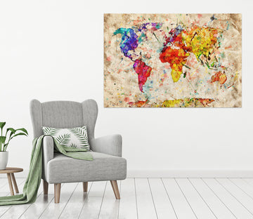 3D Color Painting 139 World Map Wall Sticker