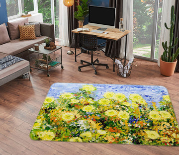 3D Color Chrysanthemum 1110 Allan P. Friedlander Rug Non Slip Rug Mat