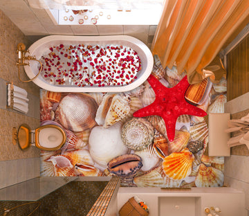 3D Brilliant Red Starfish 361 Floor Mural  Wallpaper Murals Rug & Mat Print Epoxy waterproof bath floor