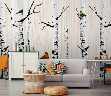 3D White Branches 554 Wall Murals