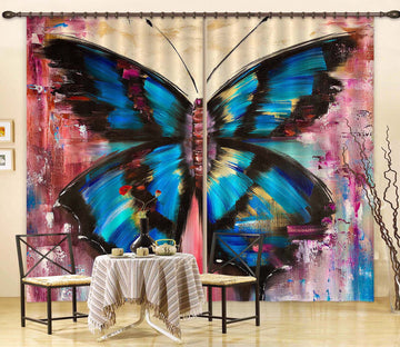 3D Blue Butterfly 2415 Skromova Marina Curtain Curtains Drapes