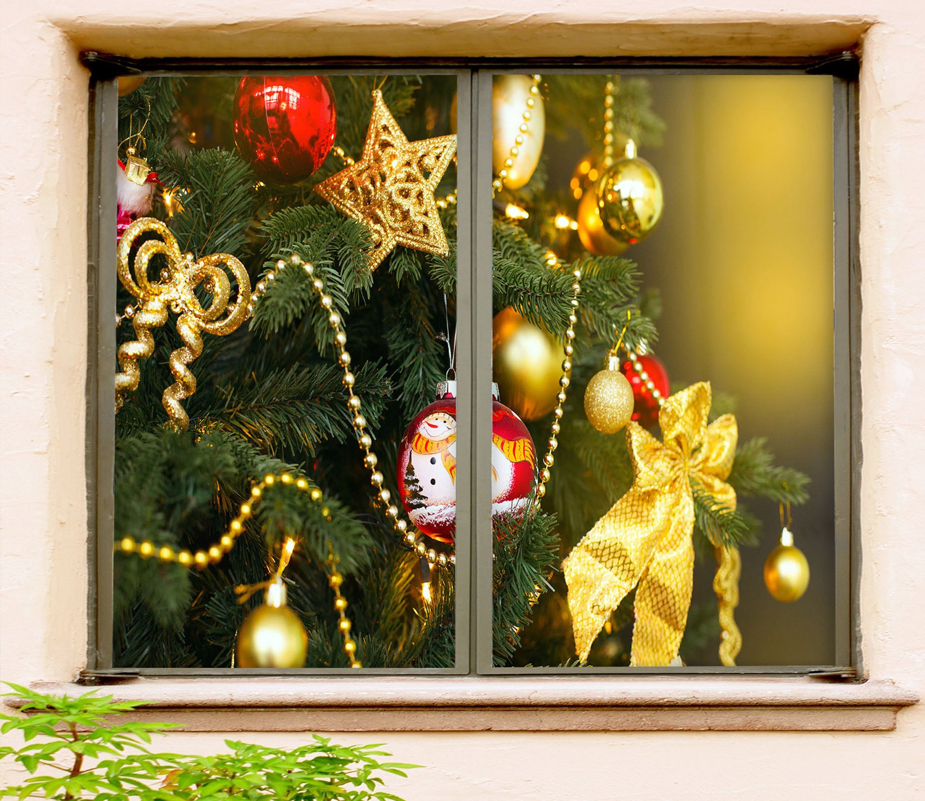 3D Christmas Tree Pendant 30041 Christmas Window Film Print Sticker Cling Stained Glass Xmas