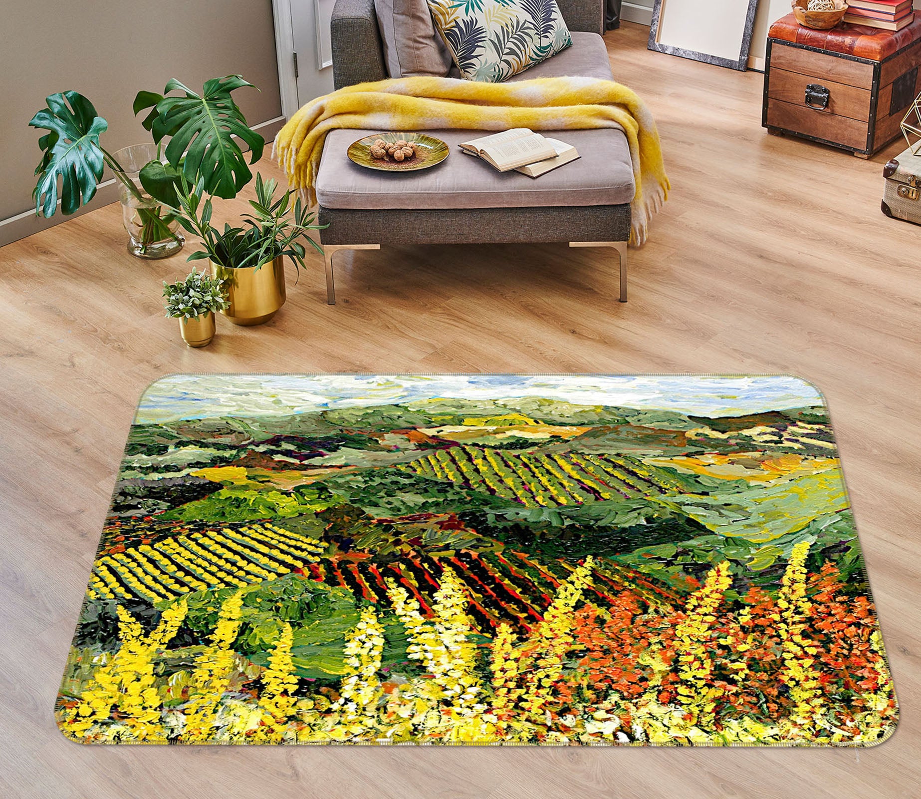 3D Beautiful Field 1002 Allan P. Friedlander Rug Non Slip Rug Mat
