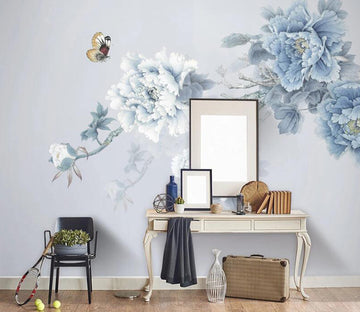 3D Peony Butterfly WC2359 Wall Murals