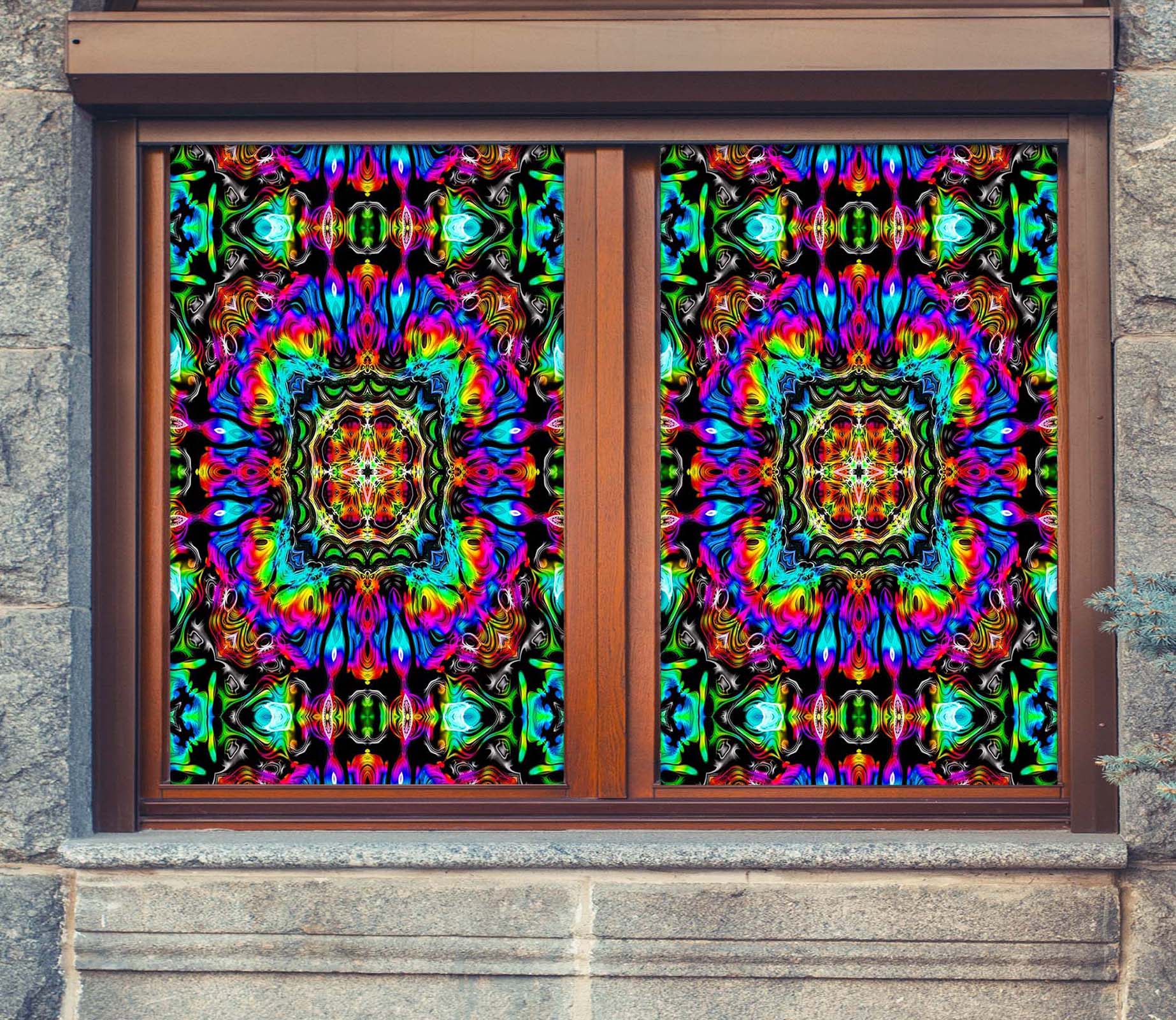 3D Diamond Pattern 042 Window Film Print Sticker Cling Stained Glass UV Block