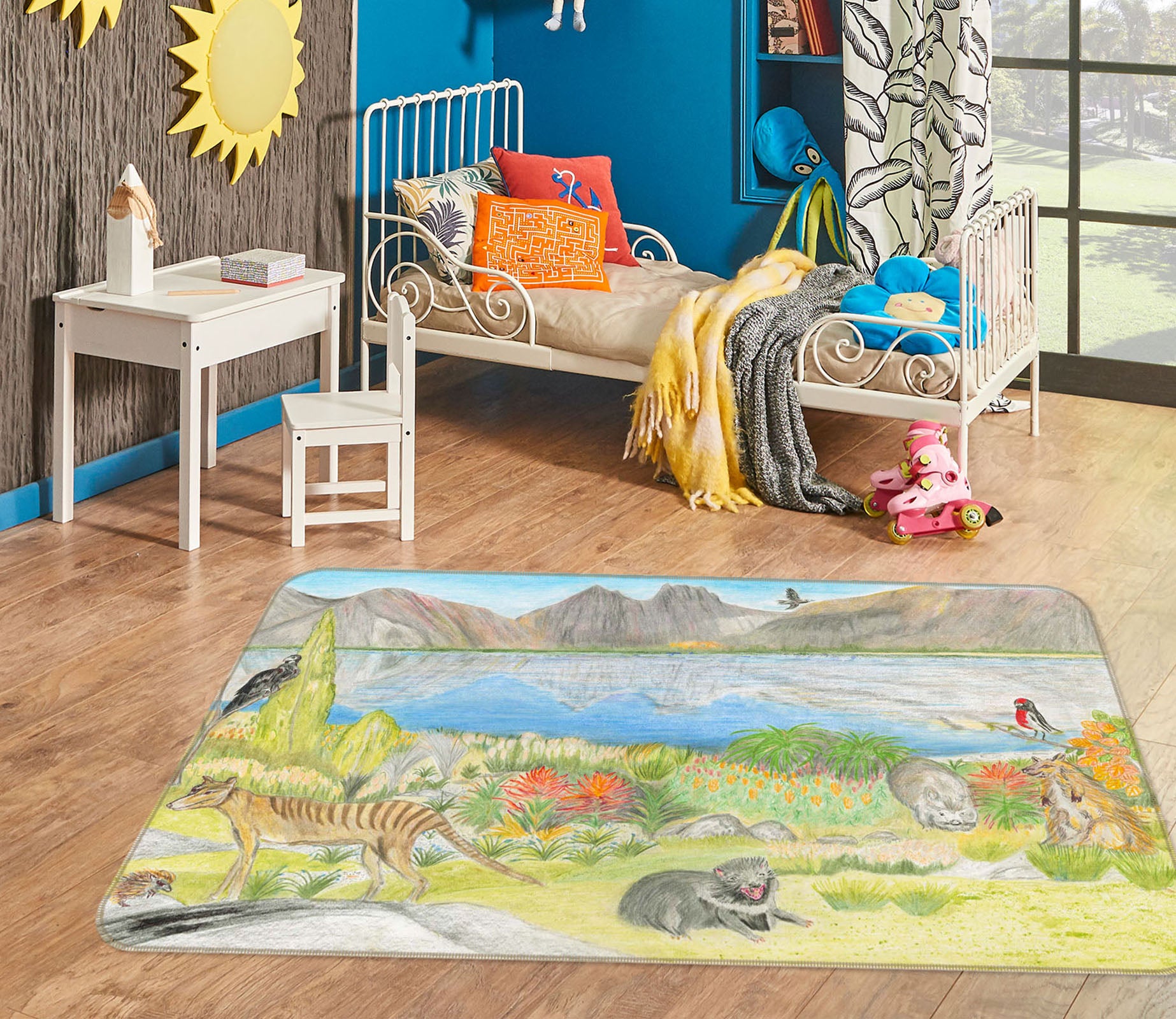 3D Steppe Animals 1055 Michael Sewell Rug Non Slip Rug Mat