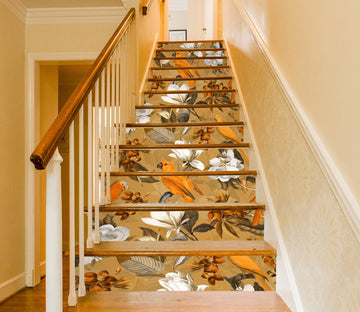 3D Brown Bird Flowers 10447 Uta Naumann Stair Risers