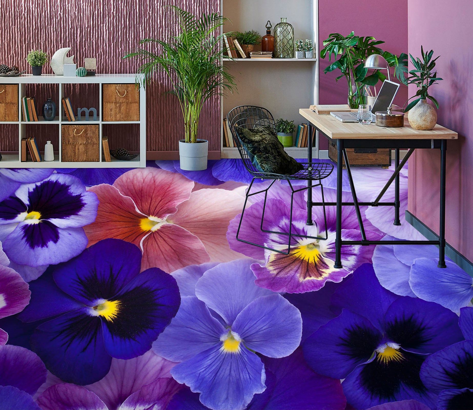 3D Charming Purple Flowers 1420 Floor Mural  Wallpaper Murals Self-Adhesive Removable Print Epoxy