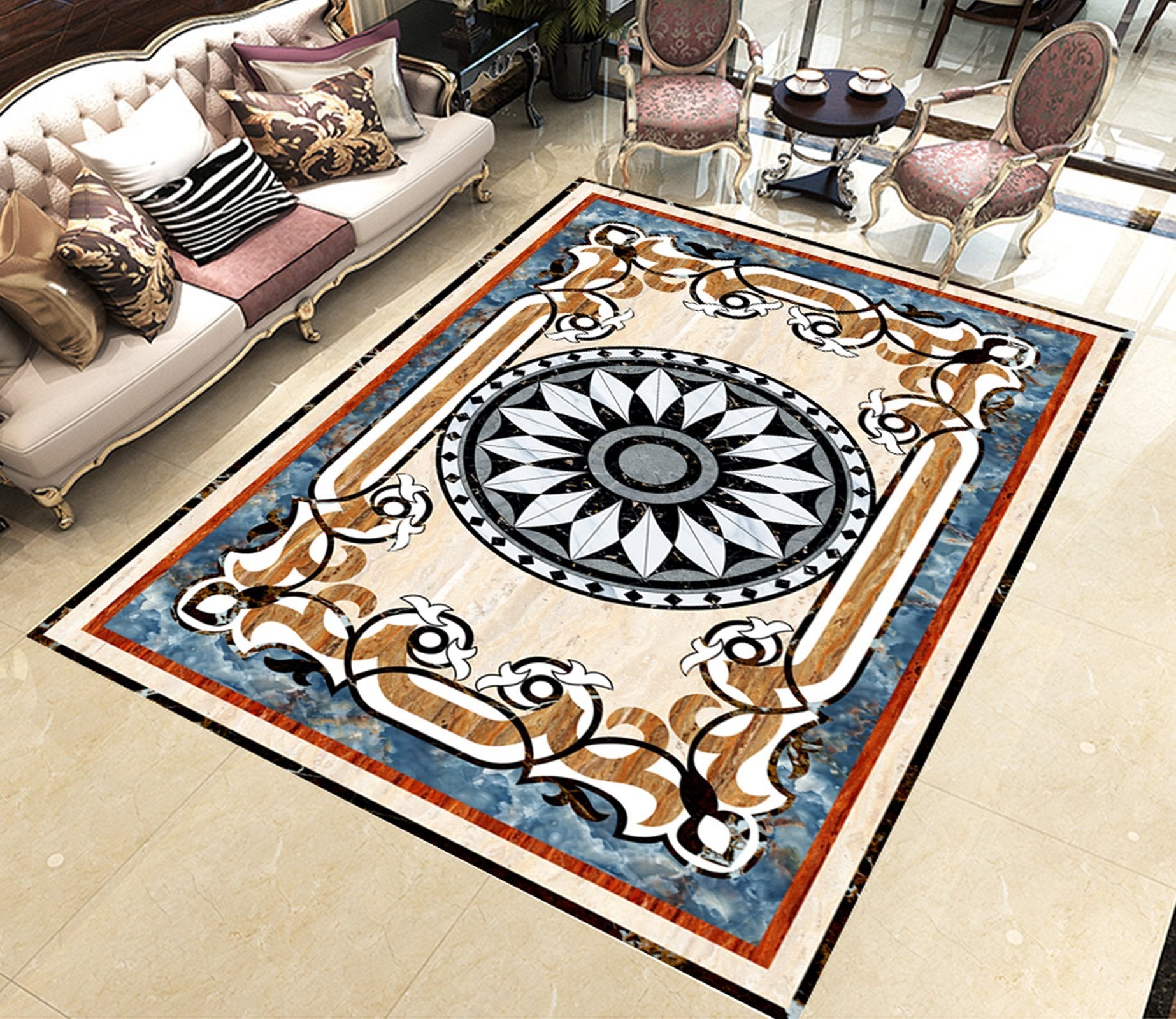 3D Rectangular FFlower Pattern WG409 Floor Mural Wallpaper AJ Wallpaper 2 