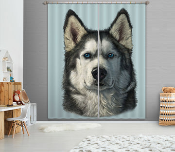 3D Husky Portrait 044 Vincent Hie Curtain Curtains Drapes