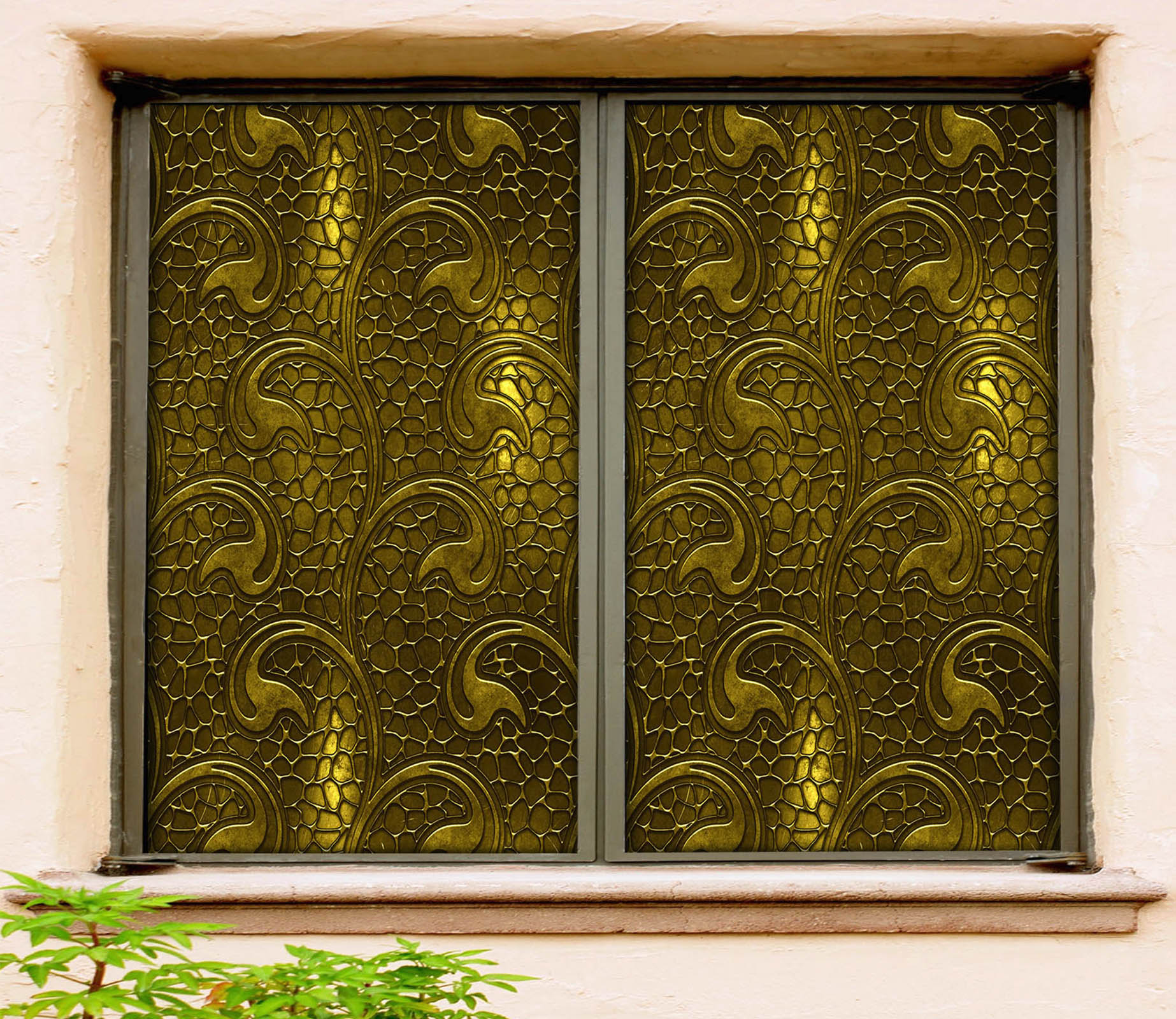 3D Yellow Leaves 198 Window Film Print Sticker Cling Stained Glass UV Block