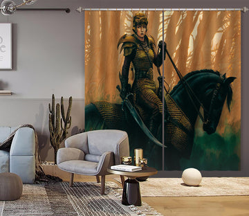 3D Forest Female Knight 7195 Ciruelo Curtain Curtains Drapes