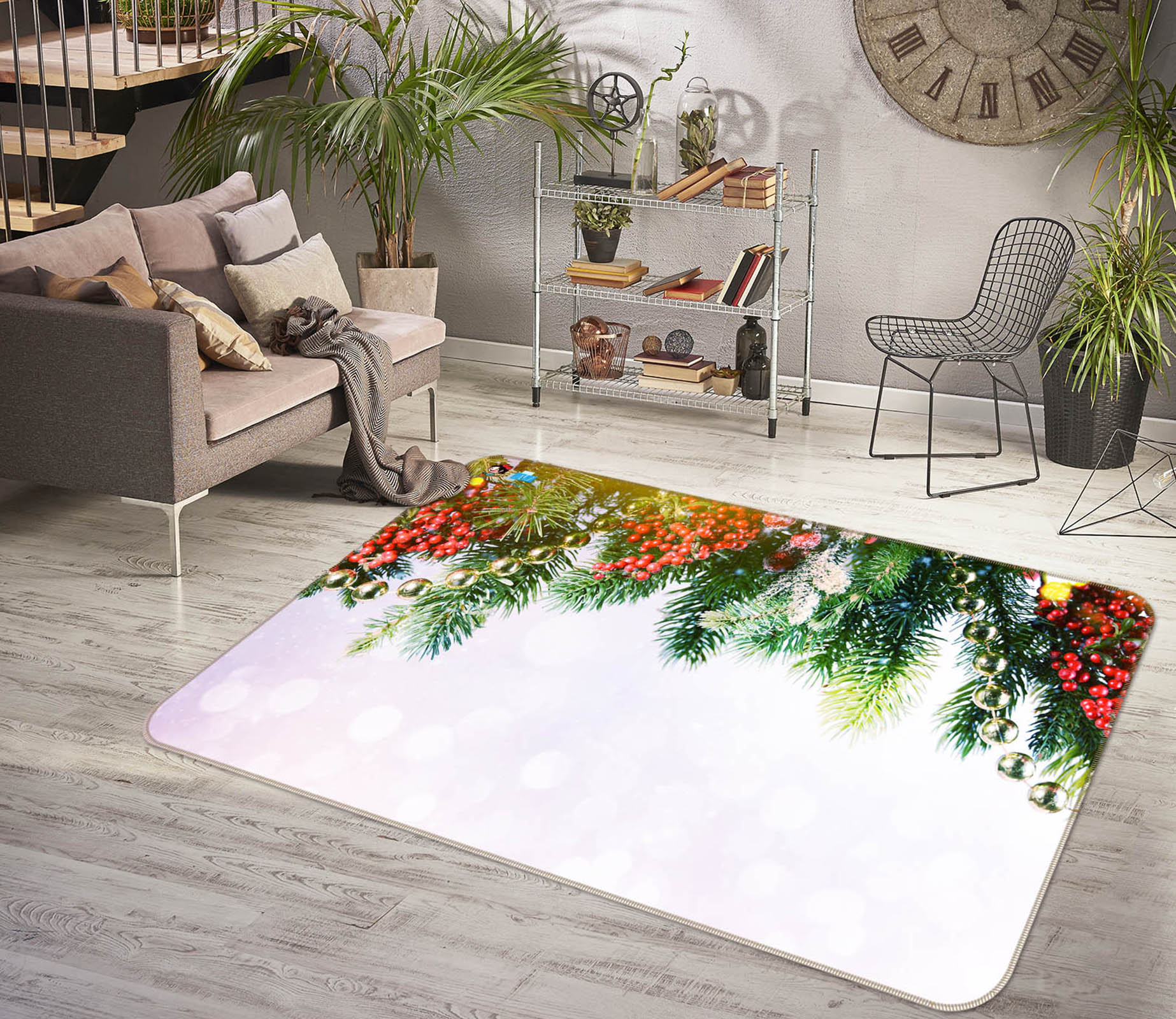 3D Branches 56233 Christmas Non Slip Rug Mat Xmas