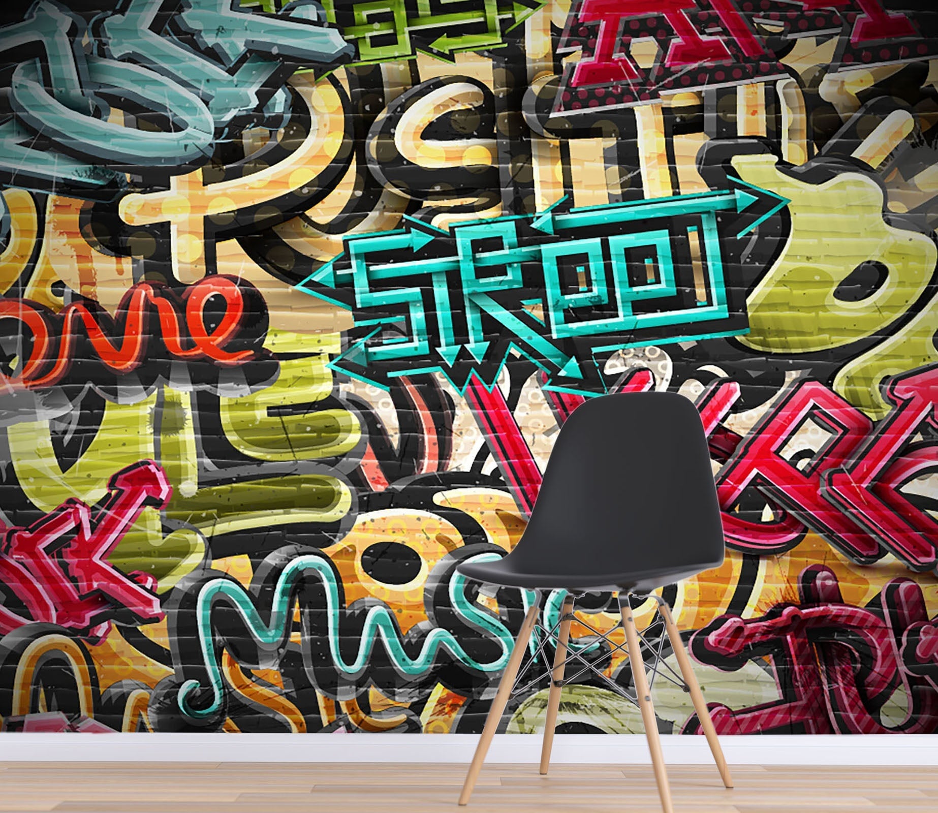 3D Graffiti Color Words 123 Wall Murals Wallpaper AJ Wallpaper 2 